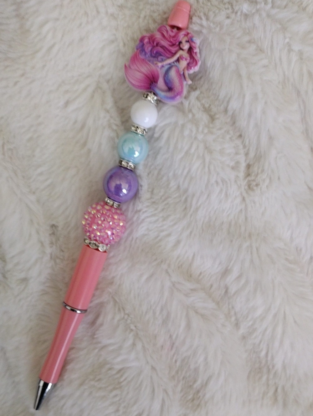 Mermaid Beaded Peach Blue Purple Pen